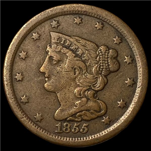 1855 Braided Hair Half Cent LIGHTLY  CIRCULATED