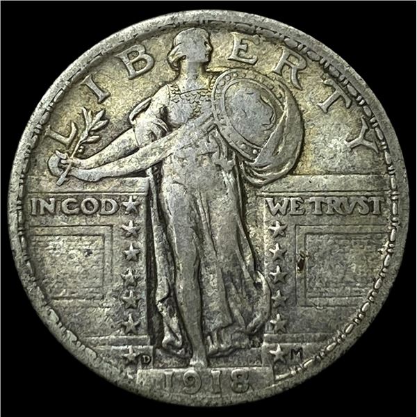 1918-D Silver Standing Liberty Quarter NEARLY  UNCIRCULATED