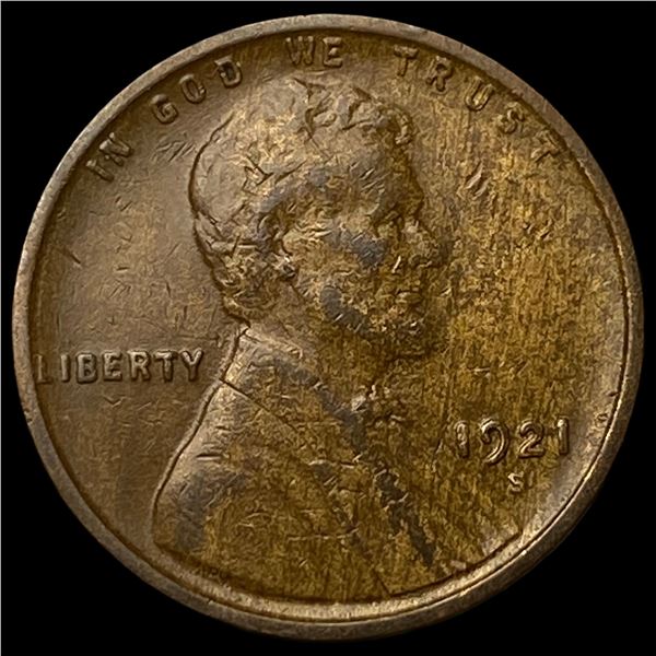 1921-S Lincoln Wheat Cent LIGHTLY CIRCULATED