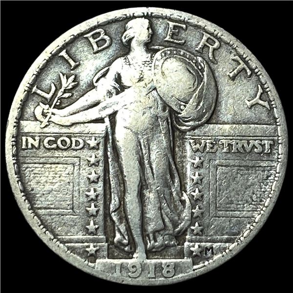1918-S Silver Standing Liberty Quarter ABOUT  UNCIRCULATED