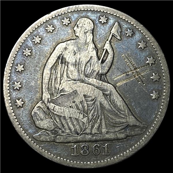 1861 Seated Liberty Half Dollar LIGHTLY  CIRCULATED