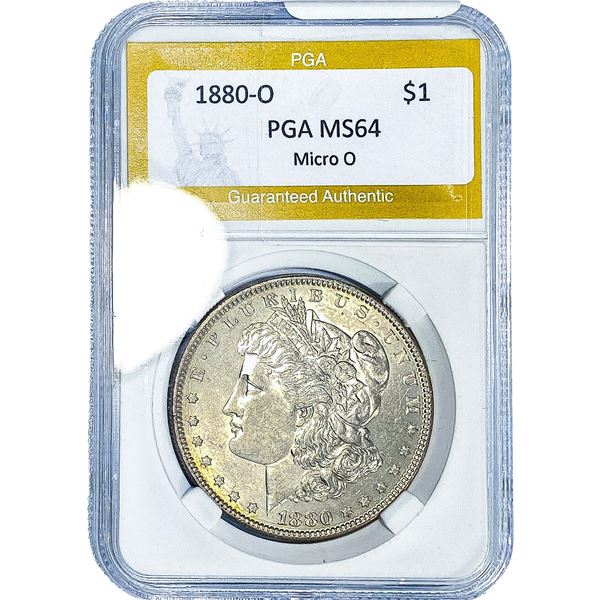 1880-O Morgan Silver Dollar PGA MS64 Micro O