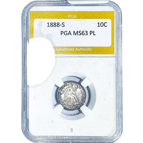 1888-S Seated Liberty Dime PGA MS63 PL