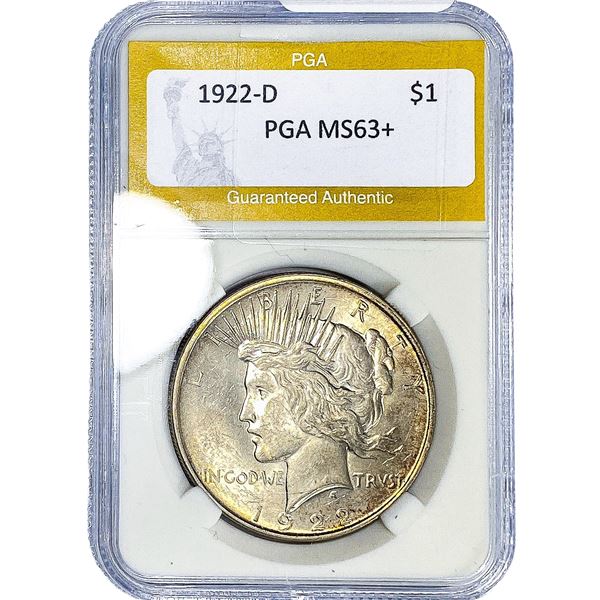 1922-D Silver Peace Dollar PGA MS63+