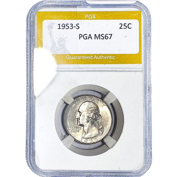 1953-S Washington Silver Quarter PGA MS67