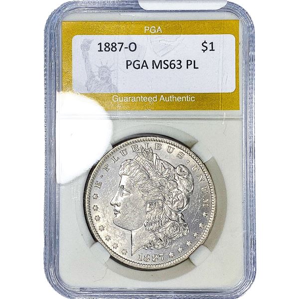 1887-O Morgan Silver Dollar PGA MS63 PL