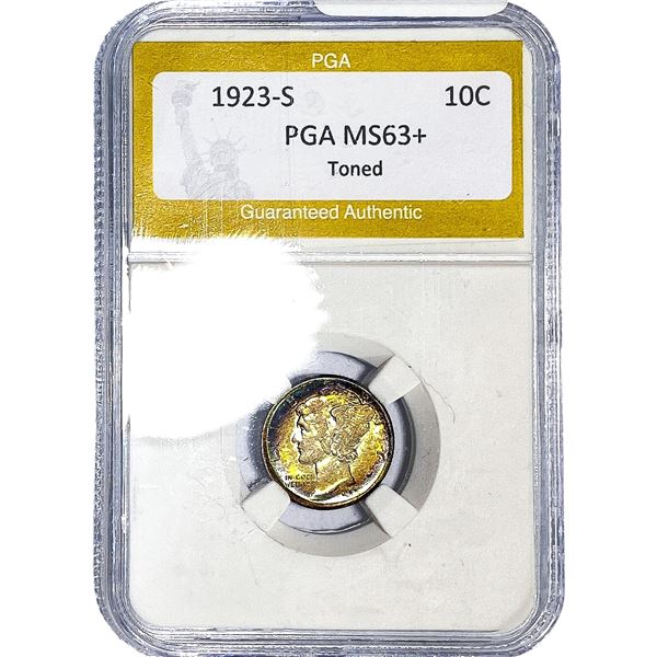 1923-S Mercury Silver Dime PGA MS63+ Toned
