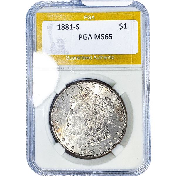 1881-S Morgan Silver Dollar PGA MS65