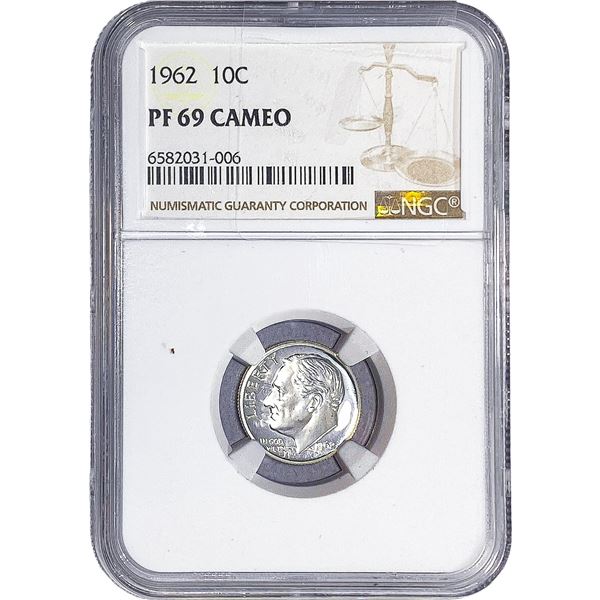 1962 Roosevelt Dime NGC PF69 Cameo