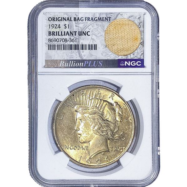1924 Silver Peace Dollar NGC BU