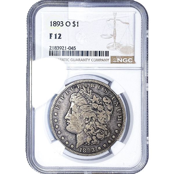1893-O Morgan Silver Dollar NGC F12