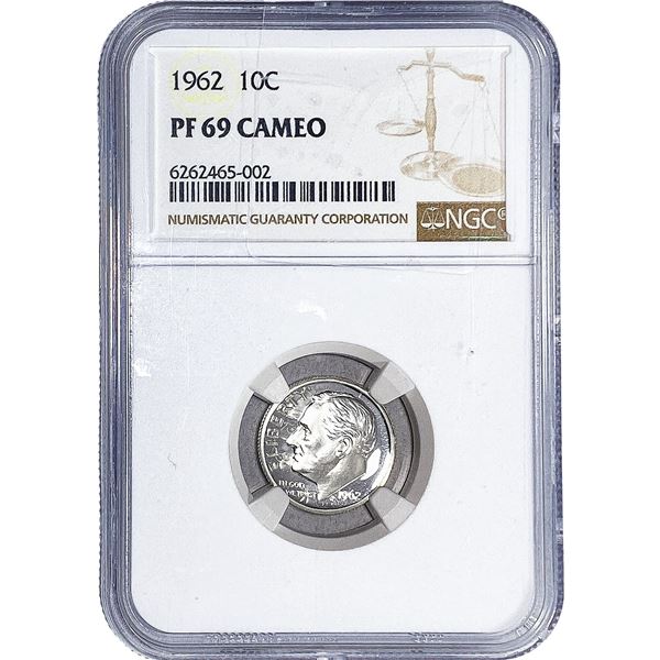 1962 Roosevelt Dime NGC PF69 Cameo