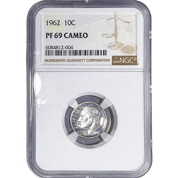 1962 Roosevelt Dime NGC PF69 Cameo