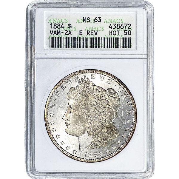1884 Morgan Silver Dollar ANACS MS63 VAM-2A