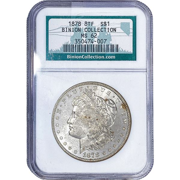 1878 7TF Morgan Silver Dollar NGC MS62
