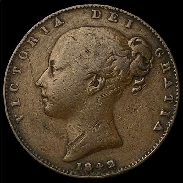 1842 Great Britain Copper 1 Farthing KM725