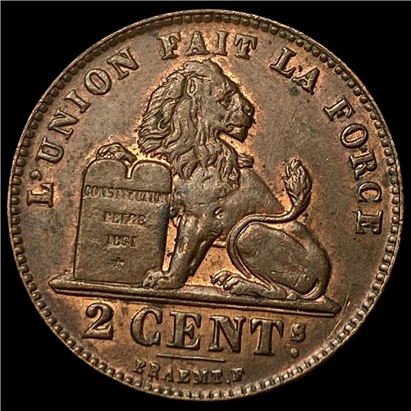 1909 Belgium Copper 2 Centimes
