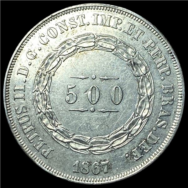 1867 Brazil Silver 500 Reis