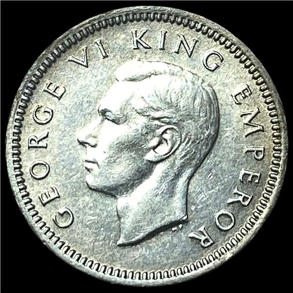 1941 New Zealand Silver Three Pence KM-7