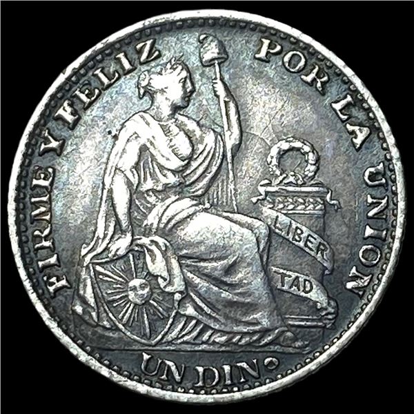 1890 JF Peru Silver Dinero KM 204.2