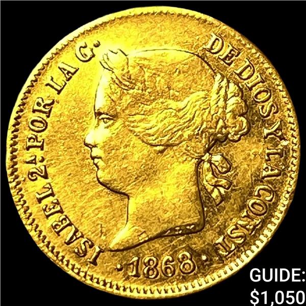 1868 Philippines Gold 1 Peso .0476 AGW