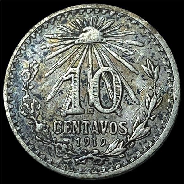 1919 Mexico Silver 10 Centavos