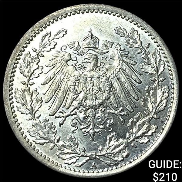 1914A Germany Silver 1/2 Mark