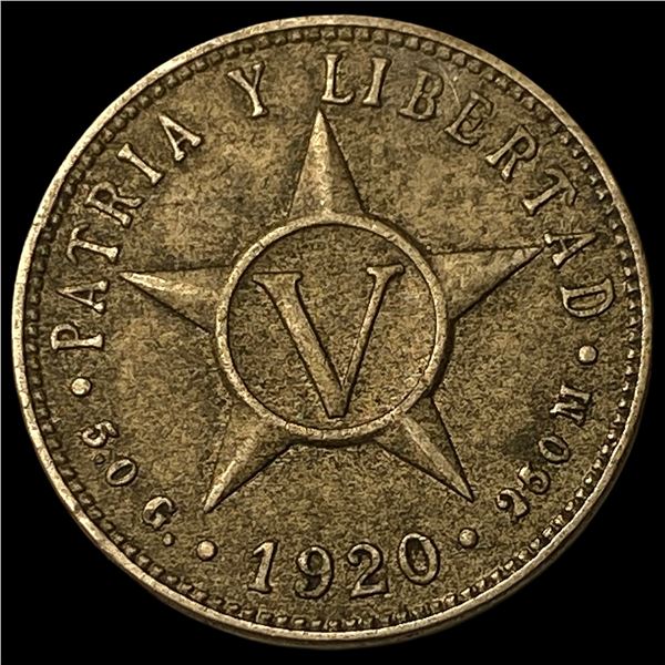 1920 Cuba Silver 5 Centavos