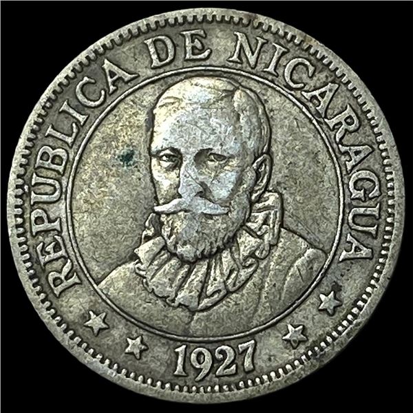 1927 Nicaragua Silver 10 Centavos KM 13
