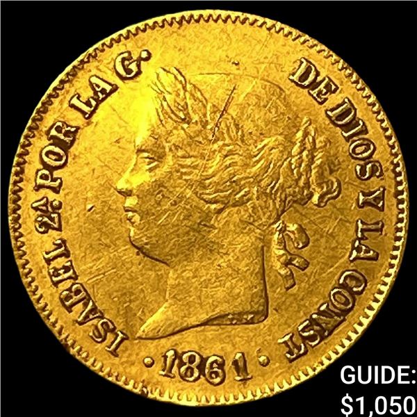1861 Philippines Gold 1 Peso .0476 AGW