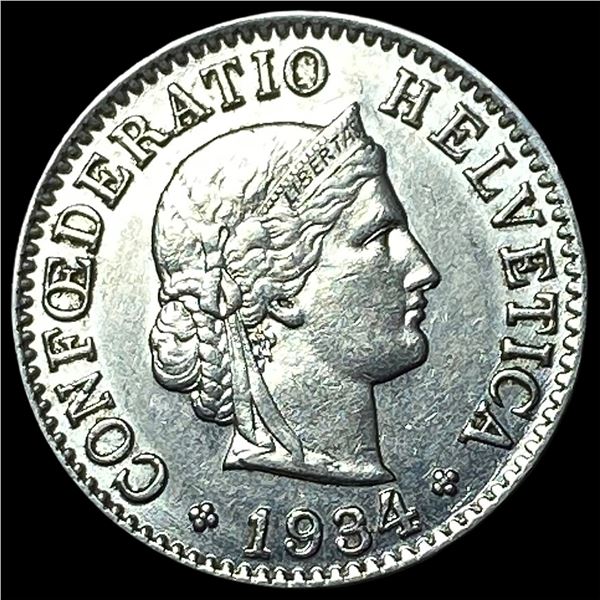 1934 Switzerland Nickel 5 Rappen