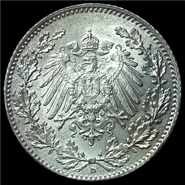 1915D Germany Silver 1/2 Mark