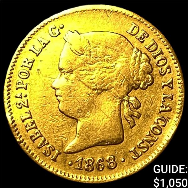 1868 Philippines Gold 1 Peso .0476 AGW