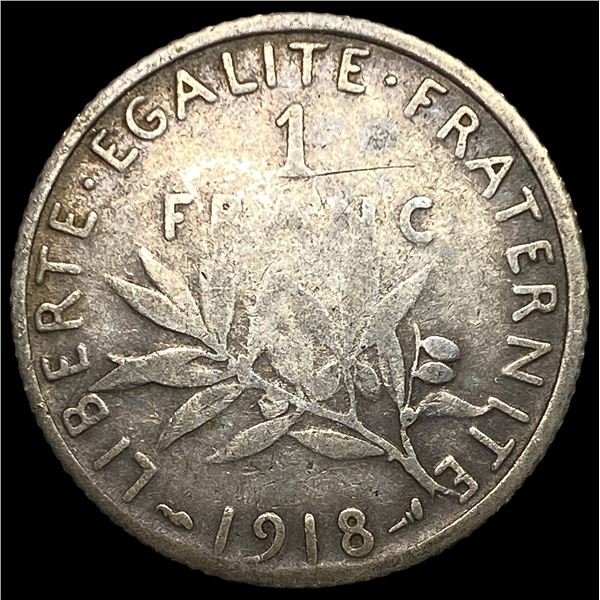 1918 France Silver 1 Franc