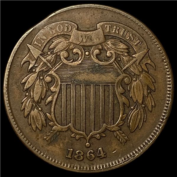 1864 Bronze Two-Cent Piece LIGHTLY CIRCULATED