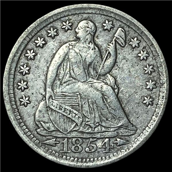 1854 Arrows Seated Liberty Half Dime NEARLY  UNCIRCULATED