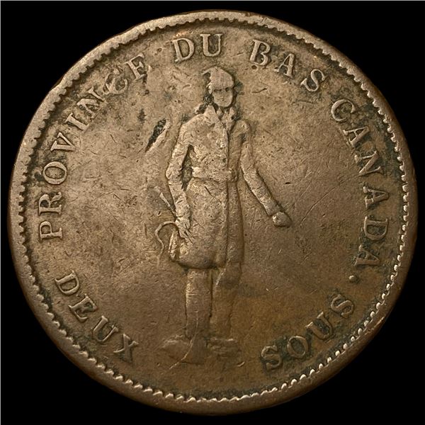 1837 Lower Canada Bank Token One Penny  LIGHTLY CIRCULATED