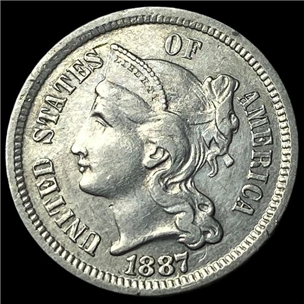 1887 Nickel Three-Cent Piece CLOSELY  UNCIRCULATED