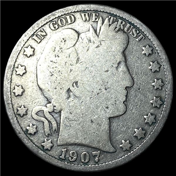 1907-S Silver Barber Half Dollar NICELY CIRCULATED