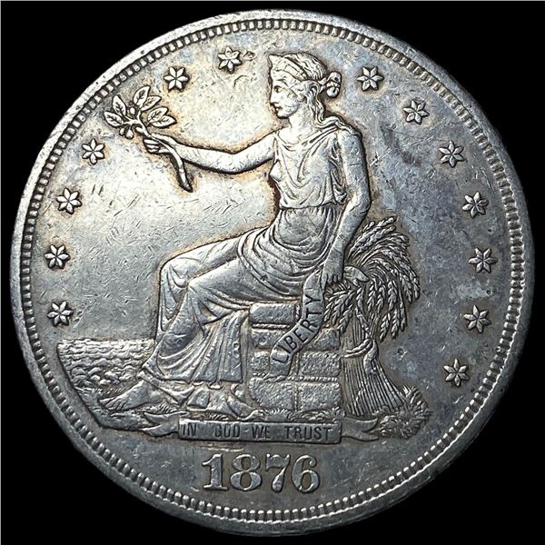 1876 Silver Trade Dollar NEARLY UNCIRCULATED