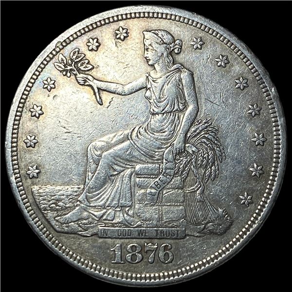 1876 Silver Trade Dollar NEARLY UNCIRCULATED