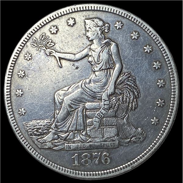 1876 Silver Trade Dollar NEARLY UNCIRCULATED