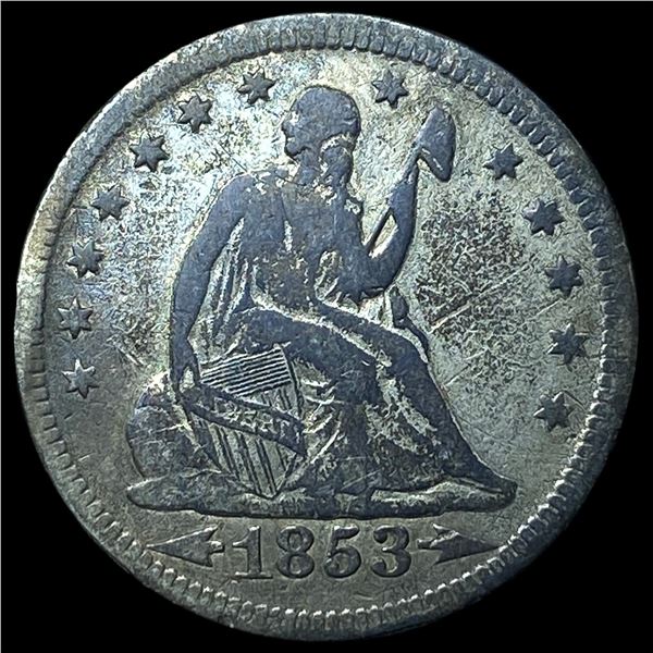 1853 Arrows/Rays Seated Liberty Quarter LIGHTLY CIRCULATED