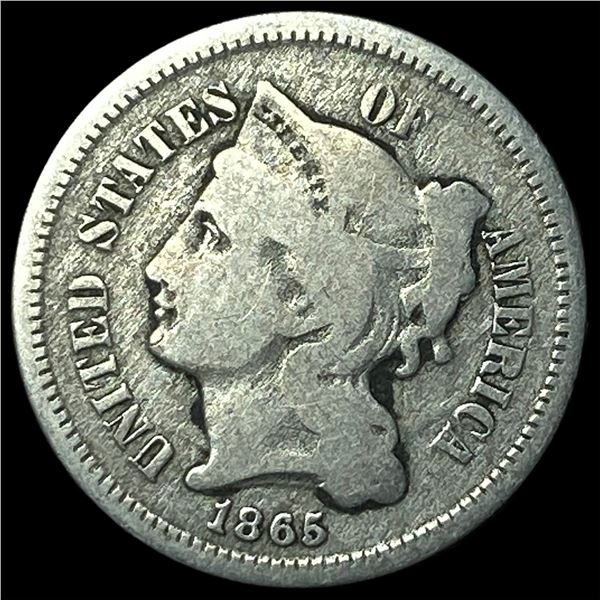 1865 Nickel Three-Cent Piece LIGHTLY  CIRCULATED