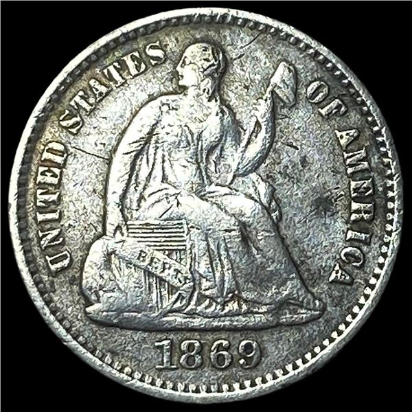 1869 Silver Half Dime NEARLY UNCIRCULATED