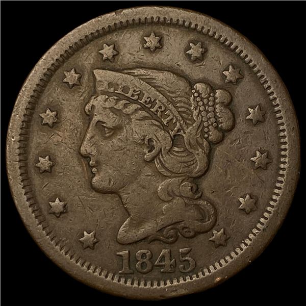 1845 Braided Hair Large Cent ABOUT  UNCIRCULATED