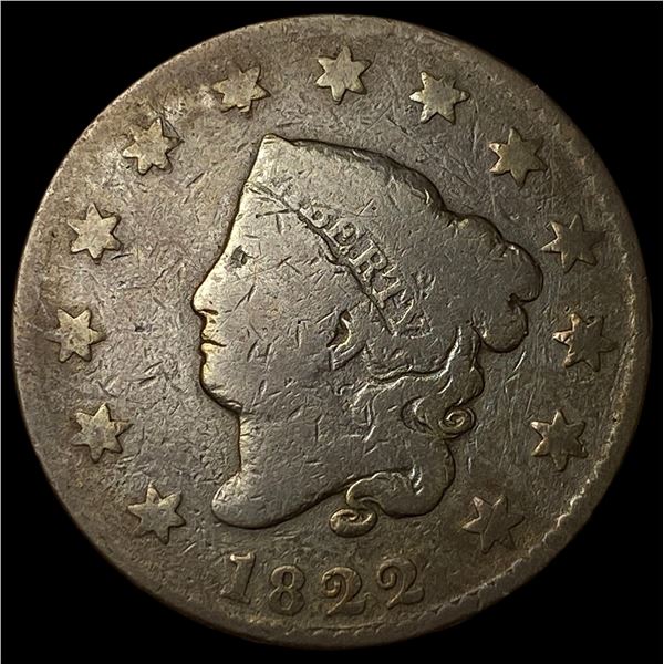 1822 Coronet Head Large Cent NICELY  CIRCULATED
