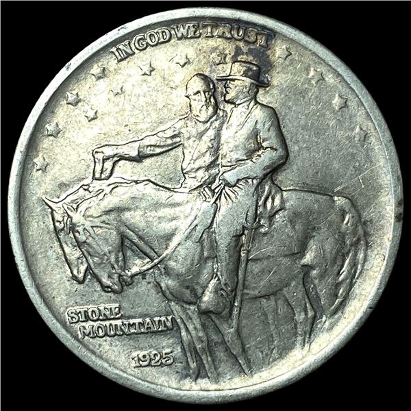 1925 Silver Stone Mountain Half Dollar NEARLY  UNCIRCULATED