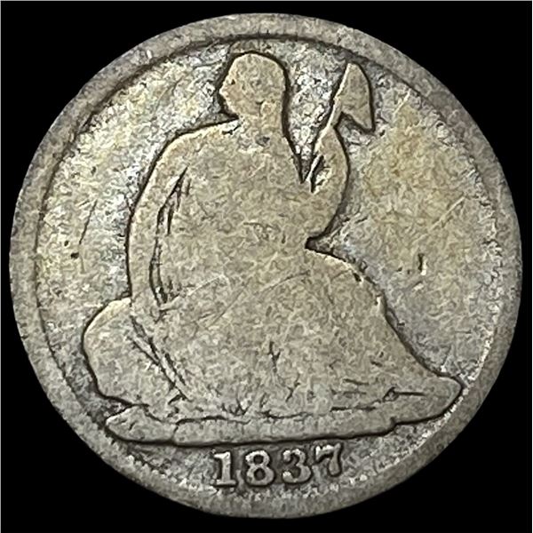 1837 Seated Liberty Half Dime No Stars NICELY  CIRCULATED