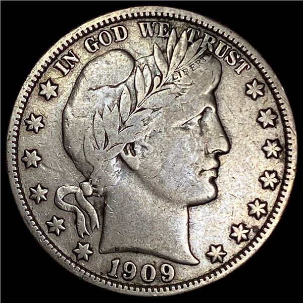 1909 Silver Barber Half Dollar LIGHTLY  CIRCULATED